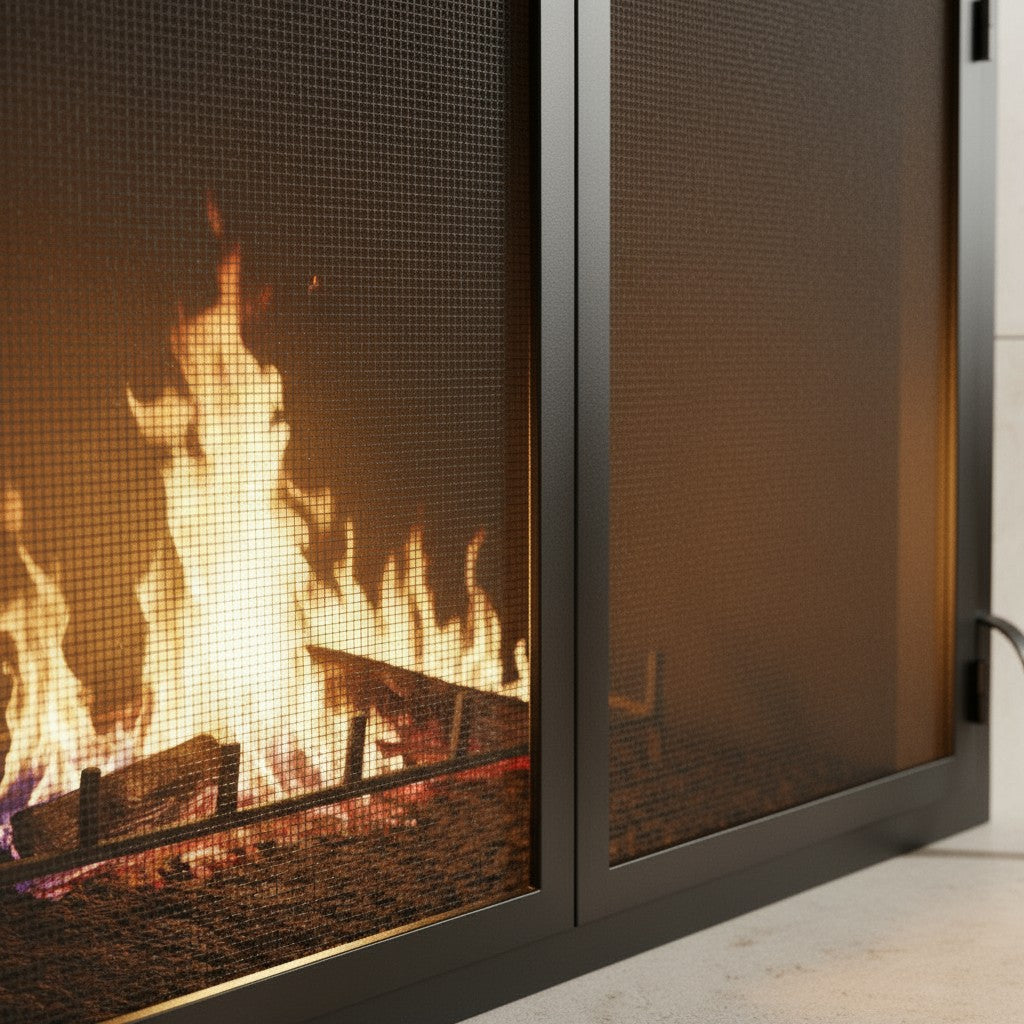 Fireplace Screen With Operable Doors - Custom Size & 21 Finishes - Carolina