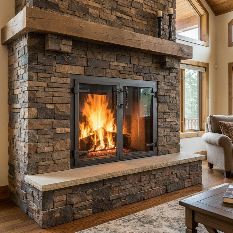 Hammered Edge - Masonry & Prefab Fireplace Glass Doors | Custom
