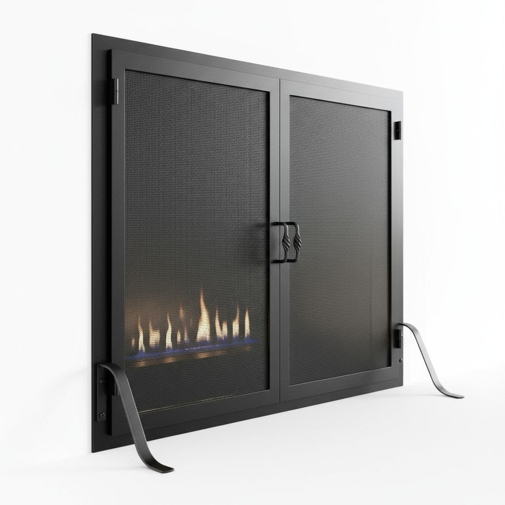 Fireplace Screen with Operable Doors Custom Size 21 Finishes - Carolina