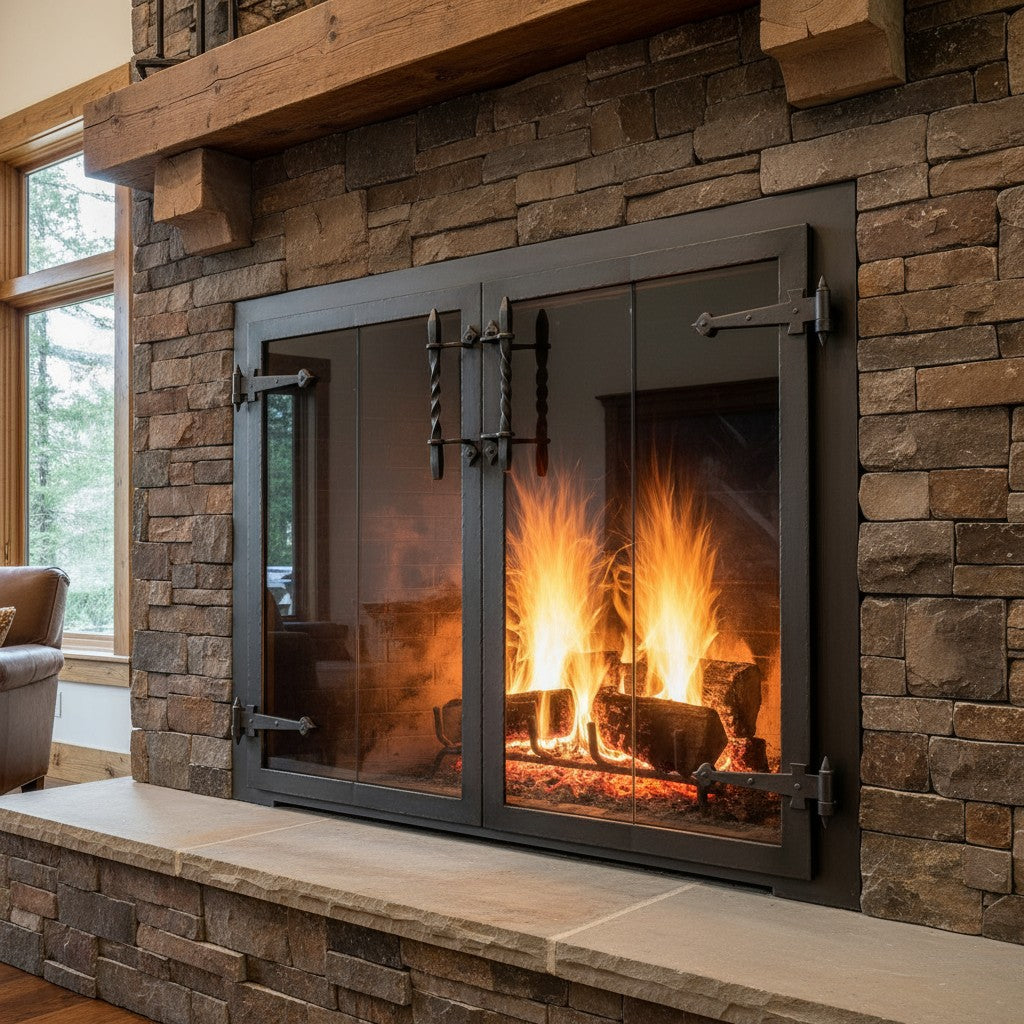 Hammered Edge - Masonry & Prefab Fireplace Glass Doors