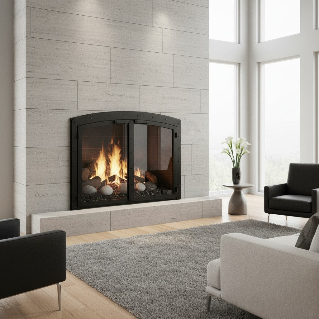 Black Rock Arch - Masonry Fireplace Glass Doors