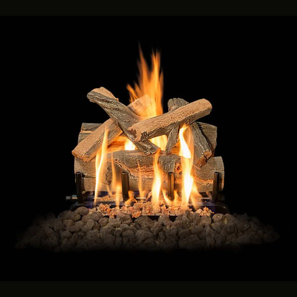 Grand Canyon Blue Pine Split outdoor gas log set with realistic Northern Arizona forest log design for outdoor fireplaces