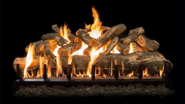 Grand Canyon Gas Logs Jumbo Arizona Weathered Oak outdoor gas log set with stainless steel burners and realistic design