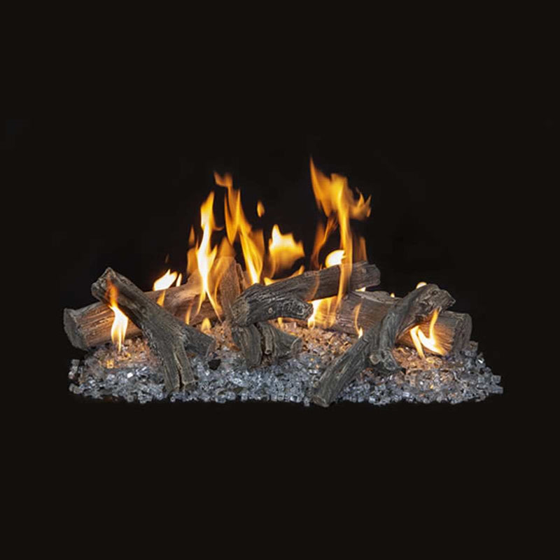 Grand Canyon Western Driftwood linear outdoor gas log set with hand-painted driftwood design