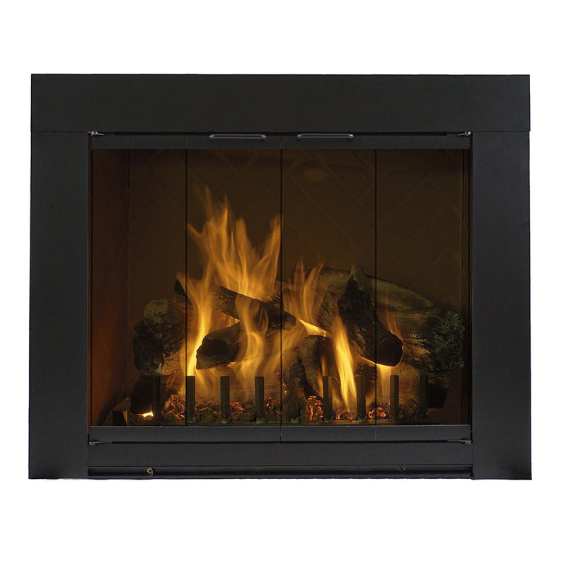 Grande Flat Black Masonry Fireplace Door | Standard Sizes - ExceptionalFire