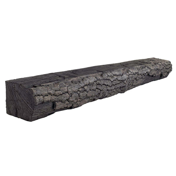 Half-Round Sleeper non-combustible concrete mantel shelf with Eclipse finish and pine bark texture