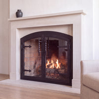 Hammered Edge fireplace glass doors — installed right — Matte Black