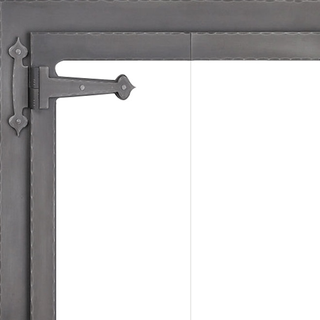 Steel Fireplace Glass Door Masonry & Zero Clearance - Hammered Edge - ExceptionalFire