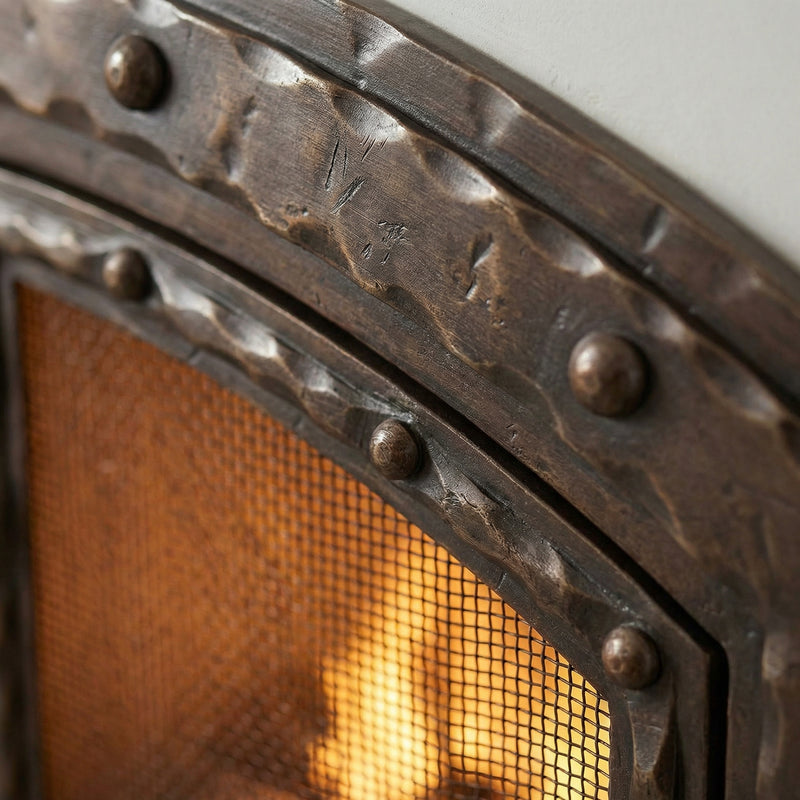 Free Standing Fireplace Screen Custom Made Blacksmith Arch Working Doors