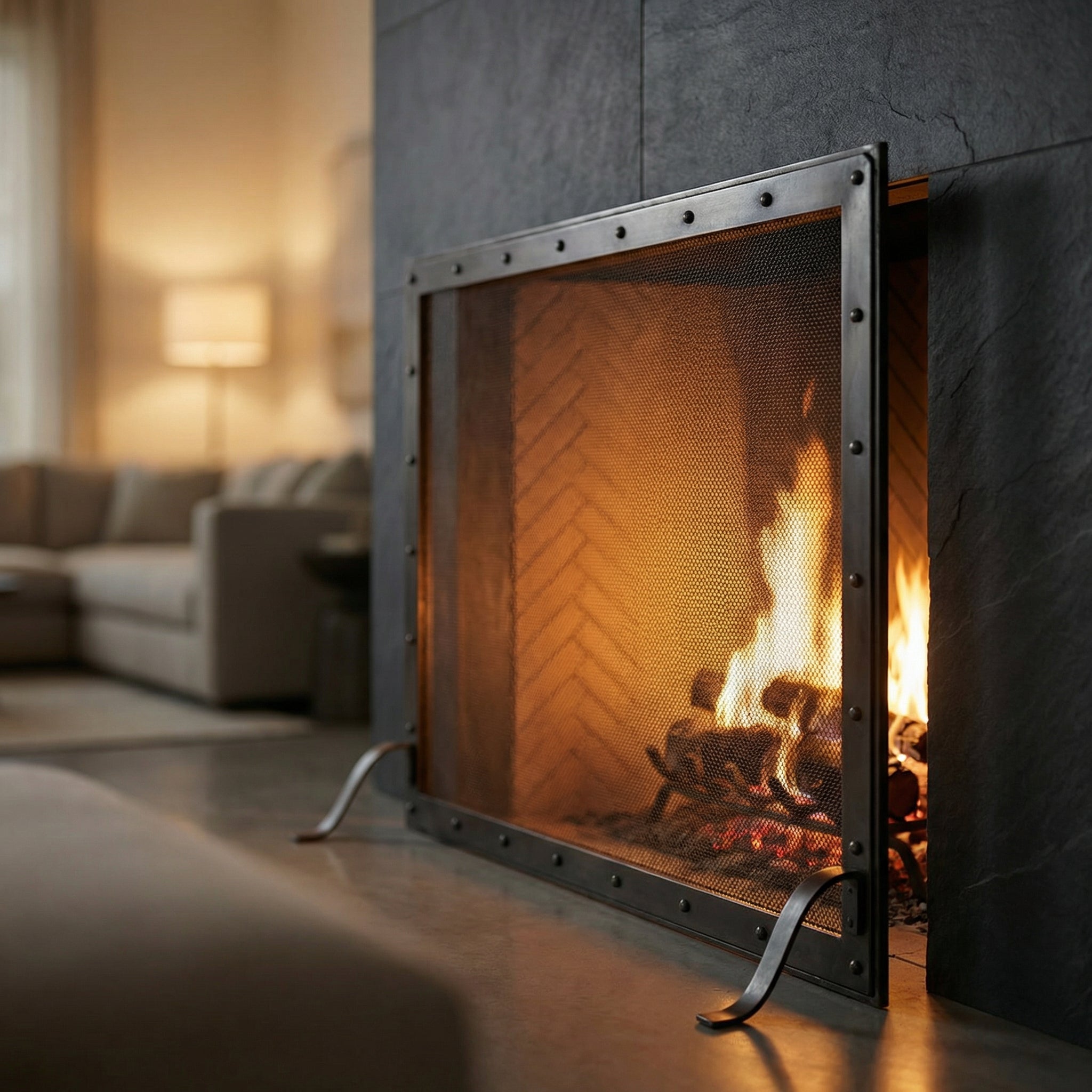 Fireplace Screen Custom Made | Black Rock, 21 Finishes