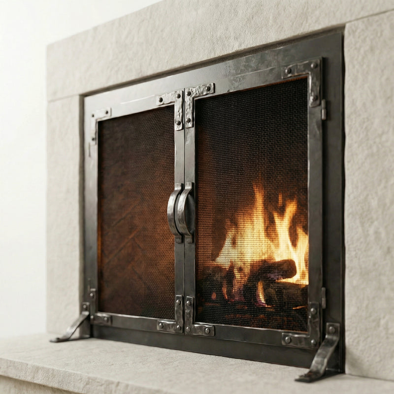 Fireplace Screen with Operable Doors Custom Size 21 Finishes - Old World