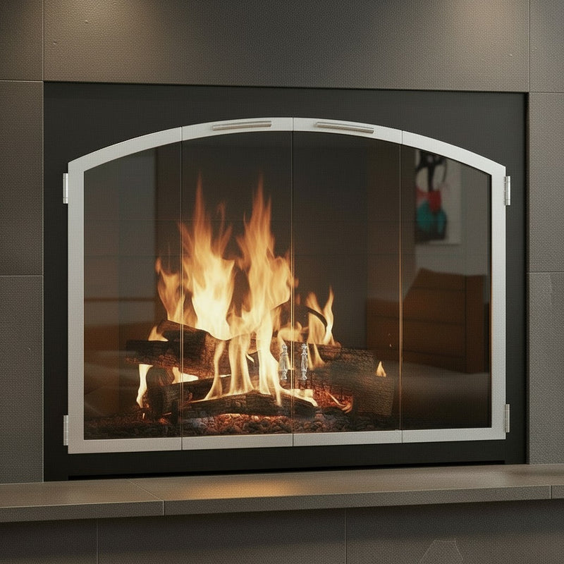 Laguna Arch Pane - Masonry & Prefab Fireplace Glass Doors | Custom