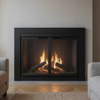 Ardmore Fireplace Door flat black steel bifold masonry fireplace door with smoked tempered glass and mesh panels