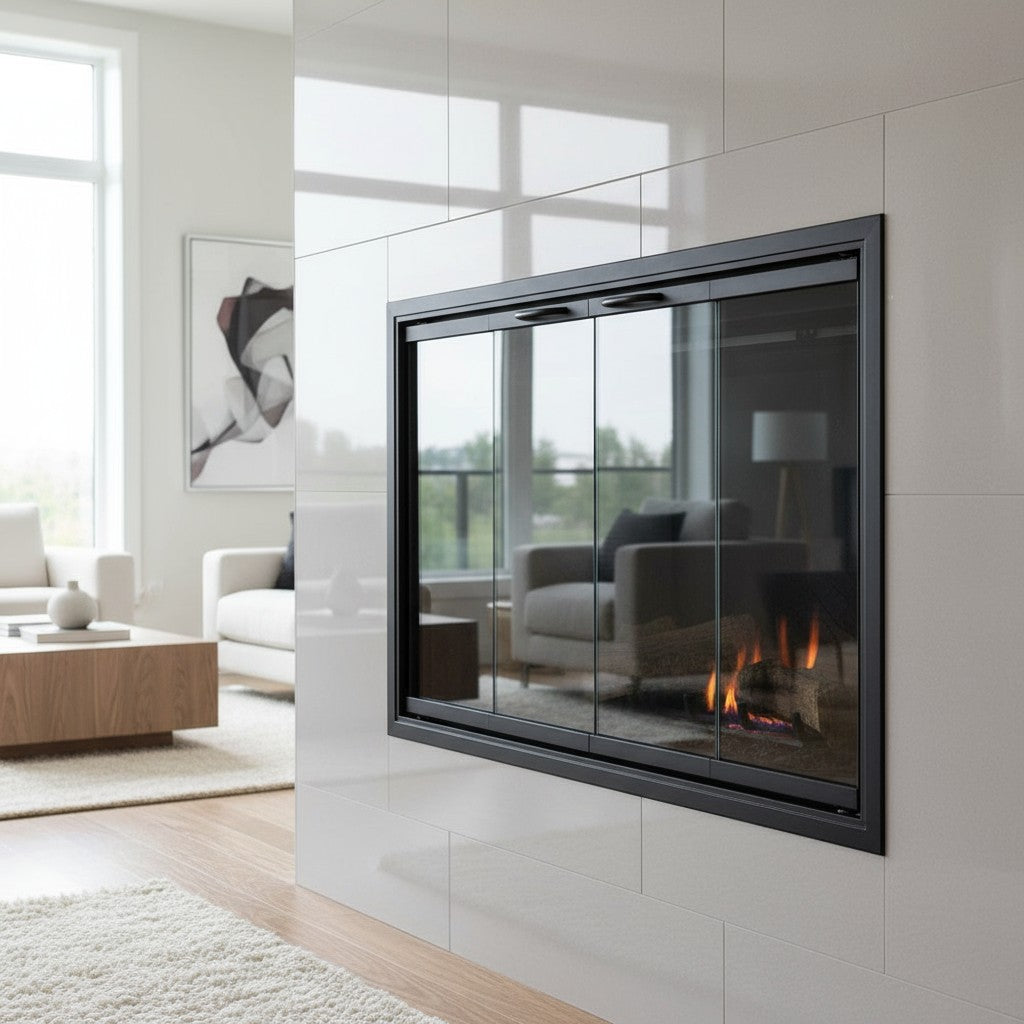 Stiletto Cutback Ultra Thin Fireplace Glass Doors | Modern & Elegant Design