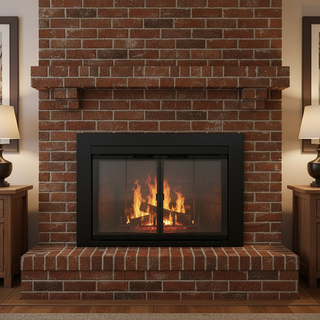 Ardmore Flat Black Masonry Fireplace Door | Durable Design