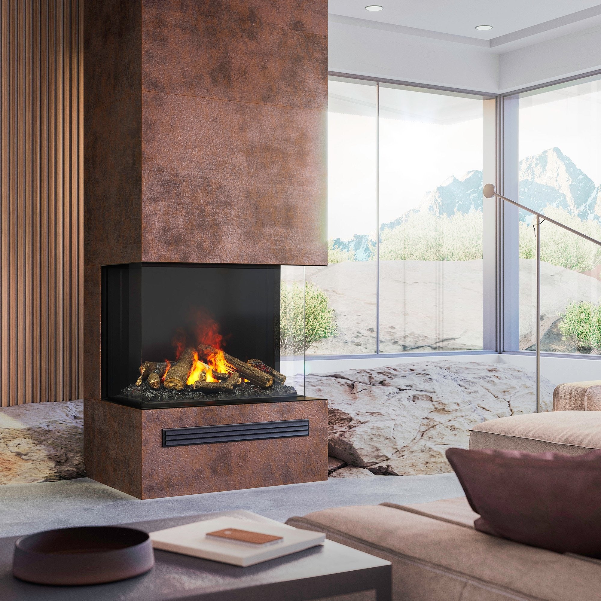 e-MatriX 32"x26" Electric Firebox – Three-Sided (Bay) Front Glass (FEF3226L3)