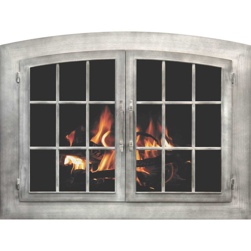 Industrial - Arch Masonry Steel Fireplace Glass Doors - ExceptionalFire