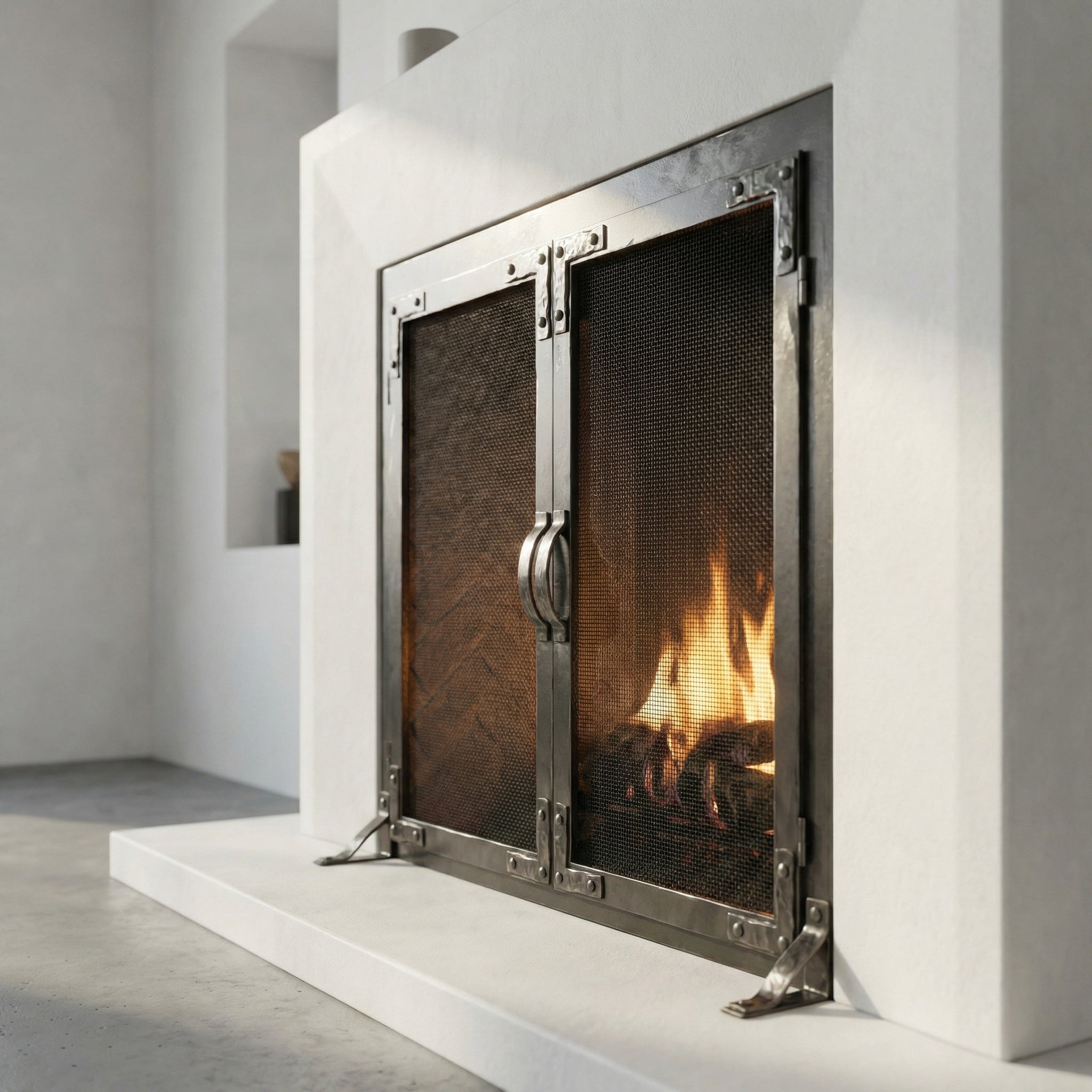 Fireplace Screen with Operable Doors Custom Size 21 Finishes - Old World