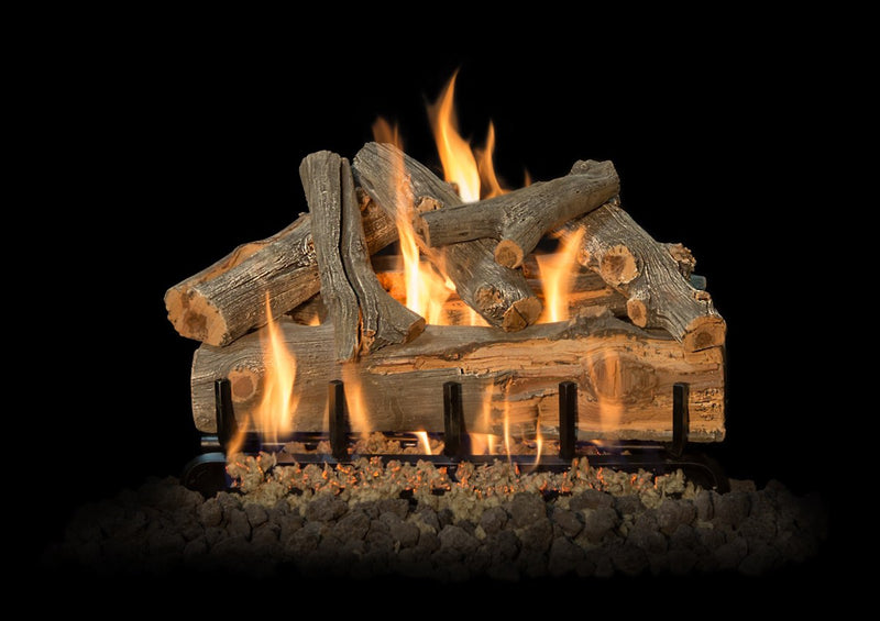24" Grand Canyon Arizona Juniper see-through vented gas log set with realistic hand-painted logs and dual-sided flame display