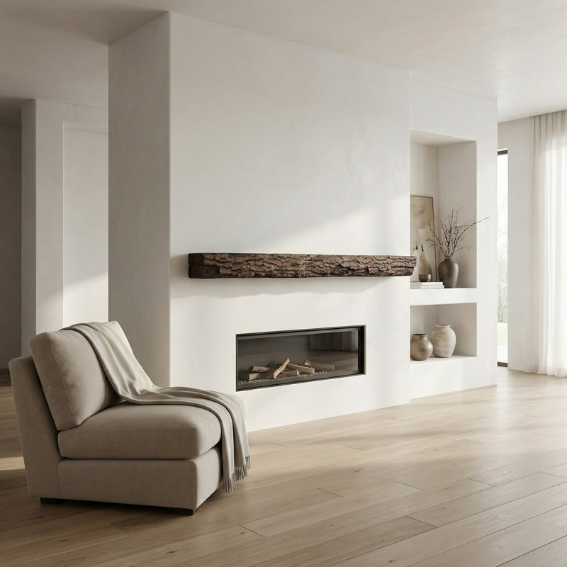 Half Round Log Non-Combustible Concrete Mantel Shelf Maduro Finish