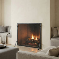 Custom Made Single Panel Fireplace Screen - Hammered Edge