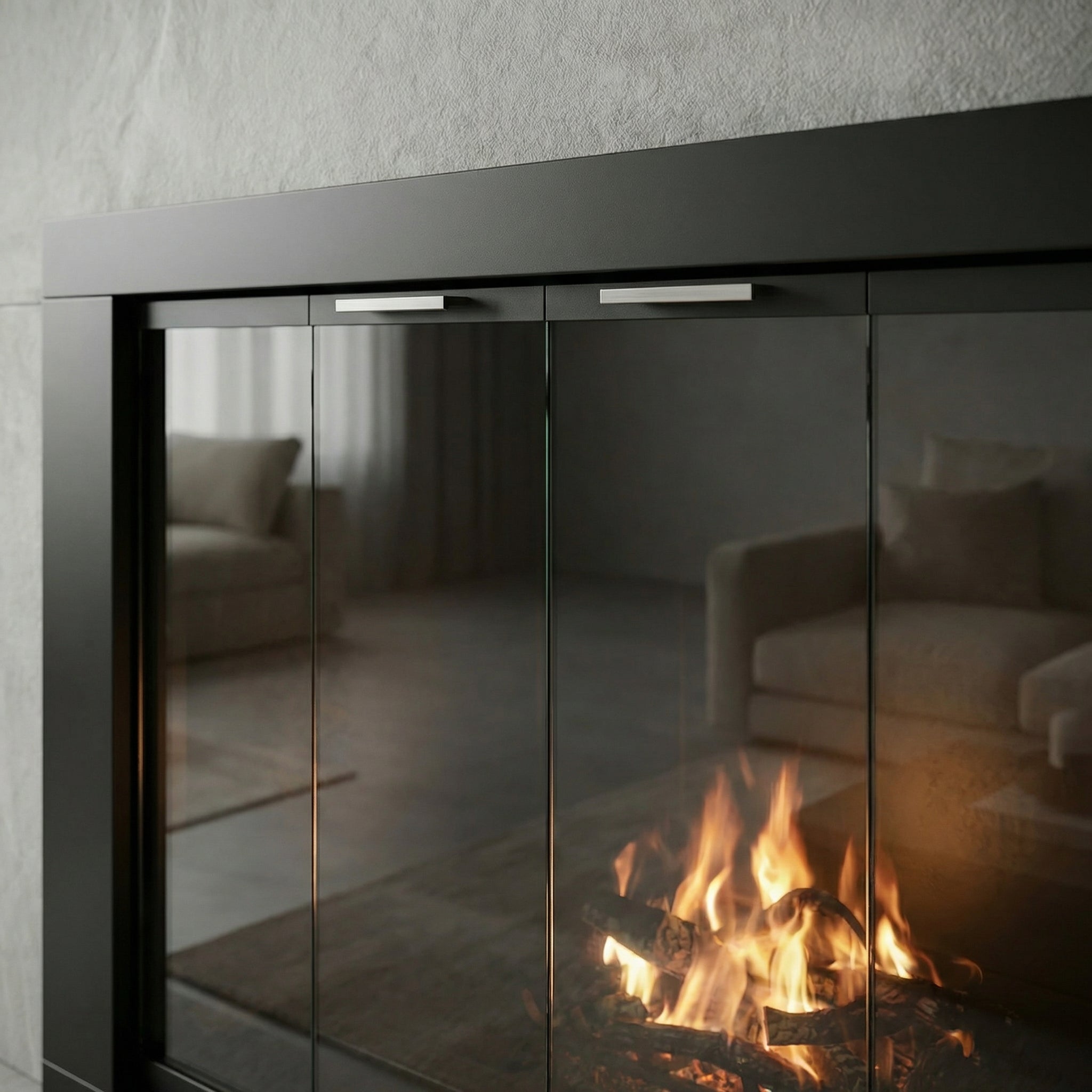 Belmont - Custom Masonry Fireplace Glass Doors by Stoll Industries
