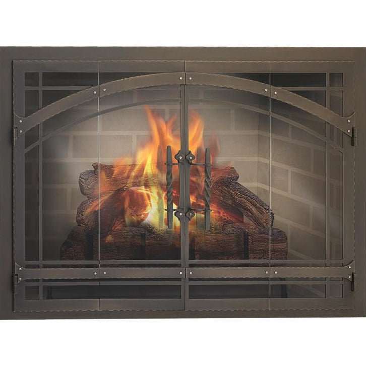 Madrid Masonry fireplace glass doors with standard frame and custom dimensions, made in USA with 5-year warranty