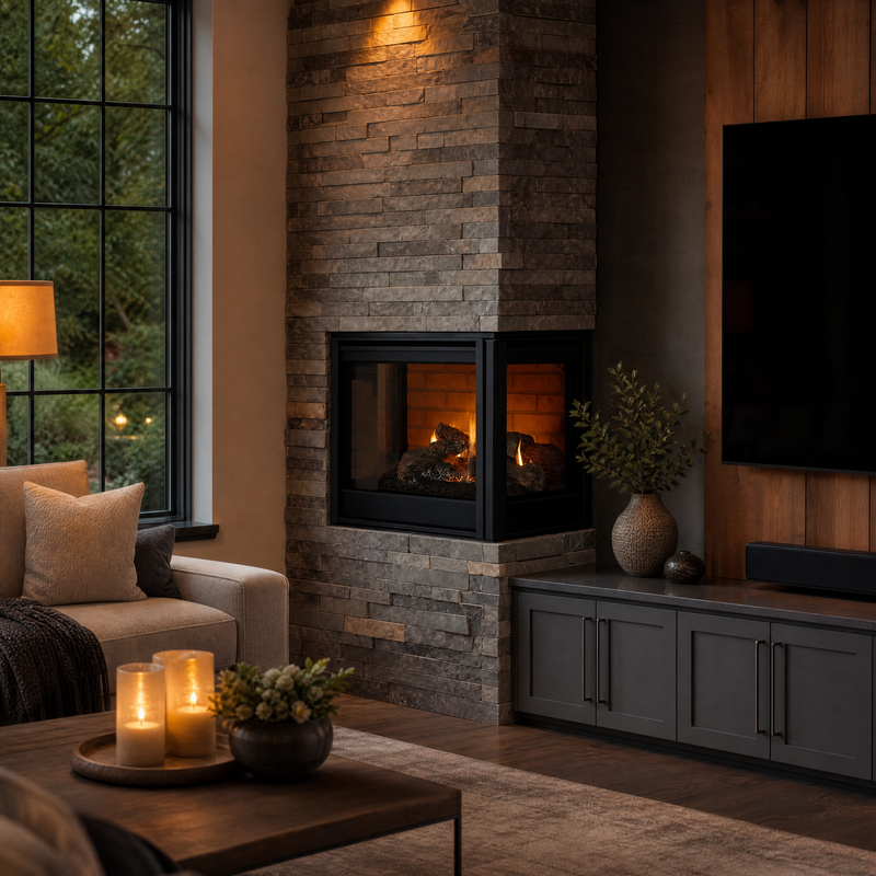 Majestic Corner 36" Direct Vent Gas Fireplace — lifestyle