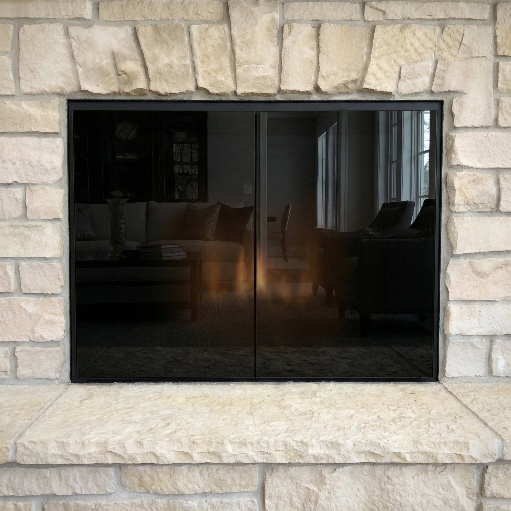 Odyssey - Masonry & Prefab Midnight Black Fireplace Glass Doors | Custom