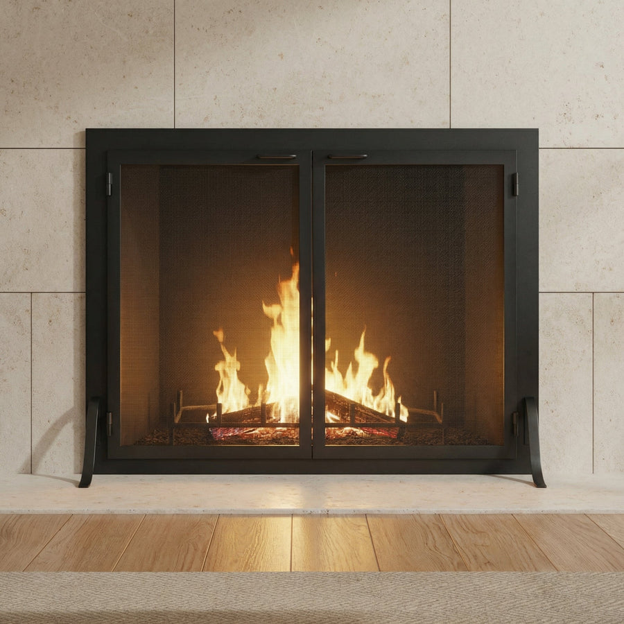 Fireplace Screen With Operable Doors
