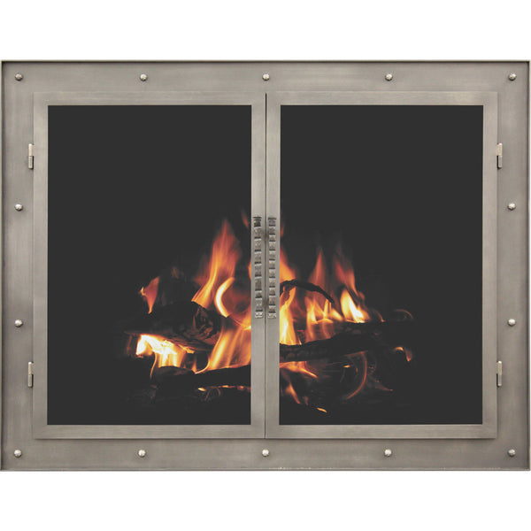 Transitional Midway fireplace doors with steel frame for masonry and prefab fit