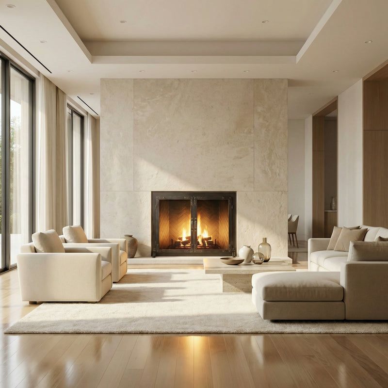 Fireplace Screen with Operable Doors Custom Size 21 Finishes - Old World
