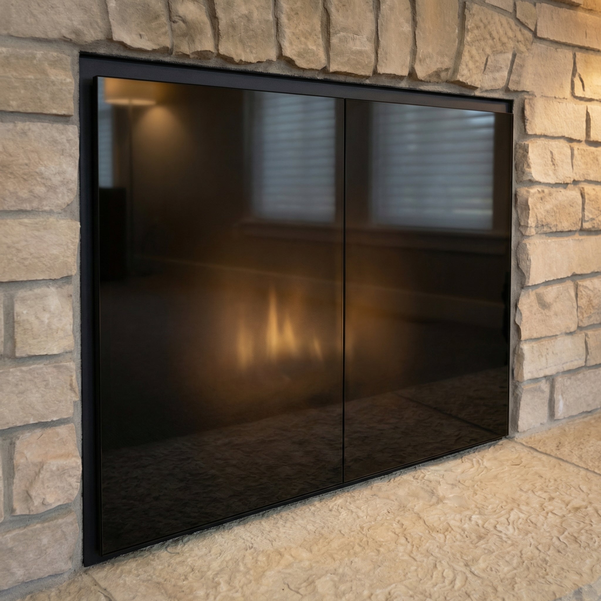 Odyssey - Masonry & Prefab Midnight Black Fireplace Glass Doors | Custom
