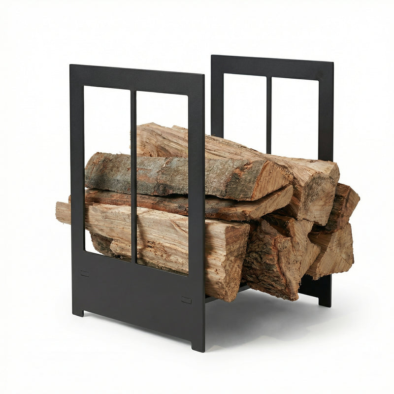 Design Specialties Log Holder Carolina – 3/16” Laser-Cut Steel Firewood Rack – 21 Custom Finish Options – Made in USA