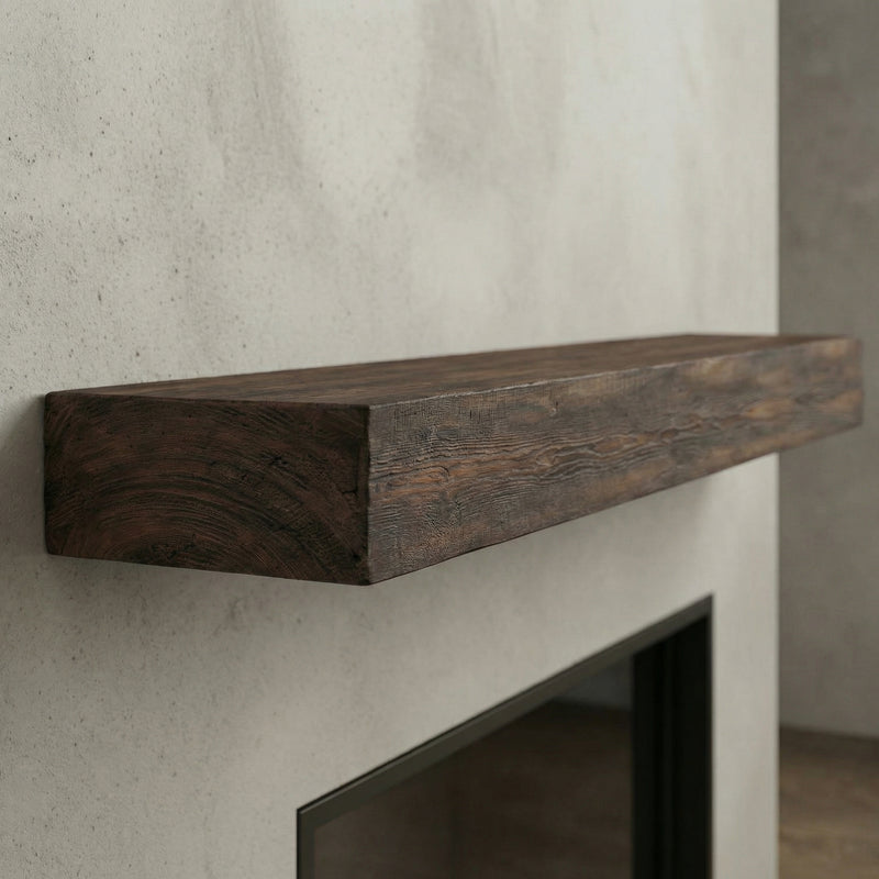 Flat Sawn Non-Combustible Concrete Mantel Shelf Maduro Finish
