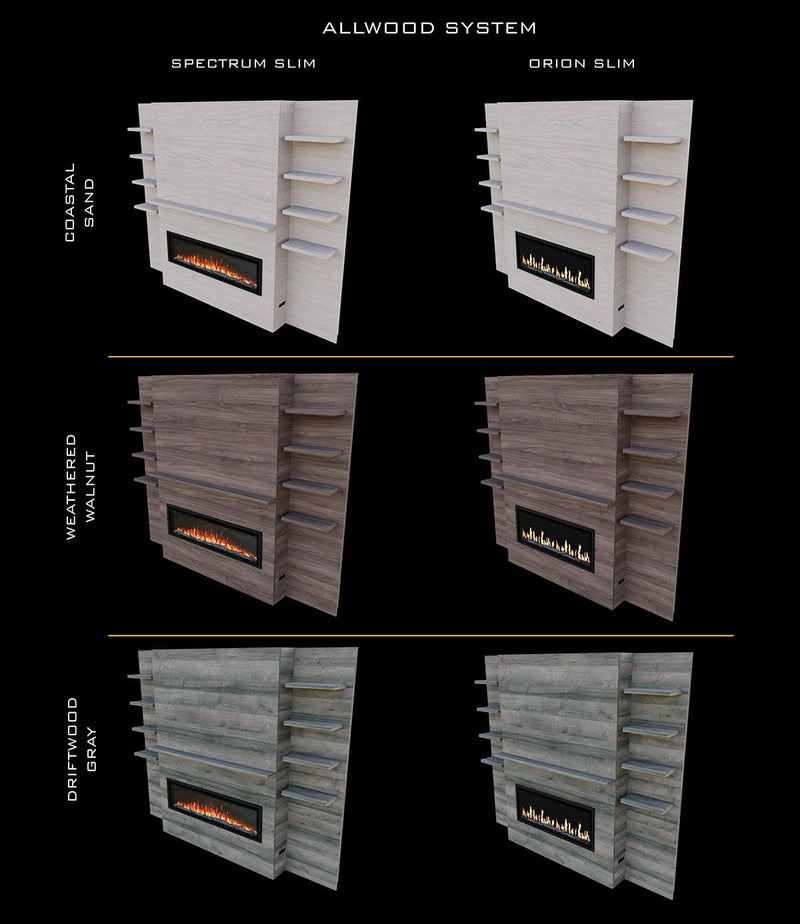 Modern Flames Allwood Fireplace Media Wall System for Spectrum Slimline 60" - Model AFWS