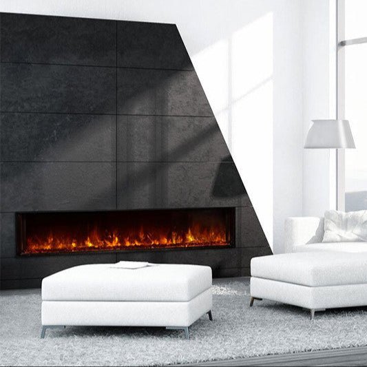 Modern Flames Landscape Pro Slim 80-inch frameless built-in electric fireplace with Hybrid-FX flame technology and 5,000 BTU heater