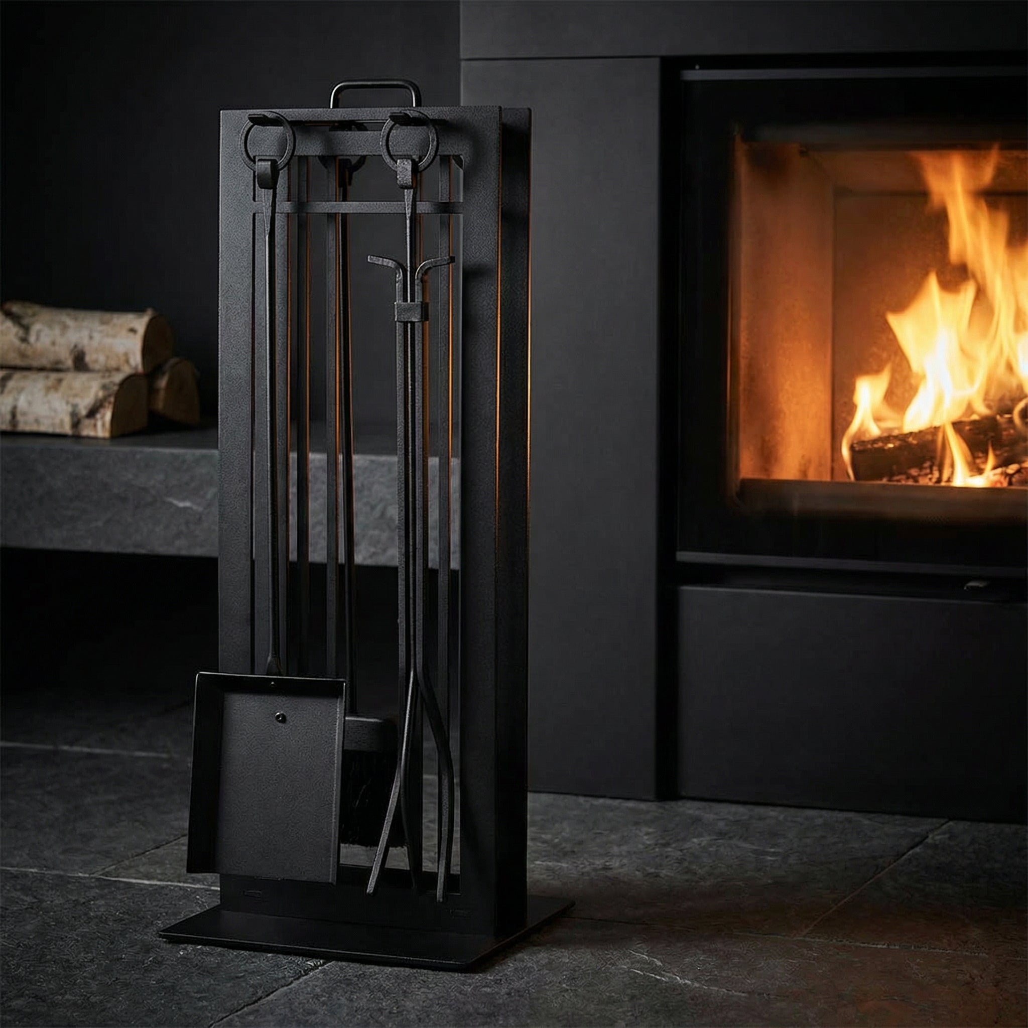 Fireplace Tool Set by Design Specialties Carolina Window Pane – 3/16” Laser-Cut Steel, 21 Finish Colors