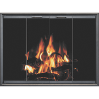 Monterey standard glass doors with aluminum frame and flat or formed frame by Stoll Industries, made in USA, customizable prefab fireplace doors