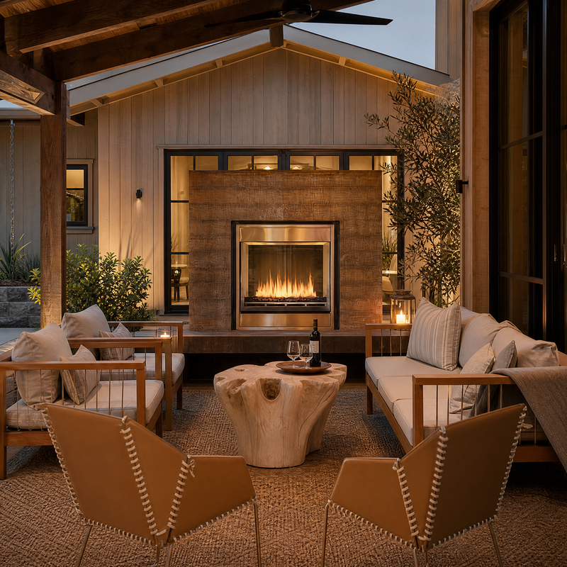 Montigo Divine 38" See-Through Outdoor Vent-Free Linear Gas Fireplace - Model HL38SVO — lifestyle