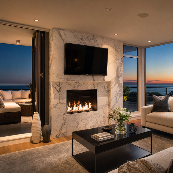 Montigo Exemplar 36" See-Through Indoor/Outdoor Direct Vent Gas Fireplace - Model R324STIO — lifestyle