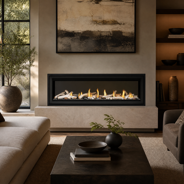 Napoleon Vector 62" See-Through Direct Vent Linear Gas Fireplace — lifestyle