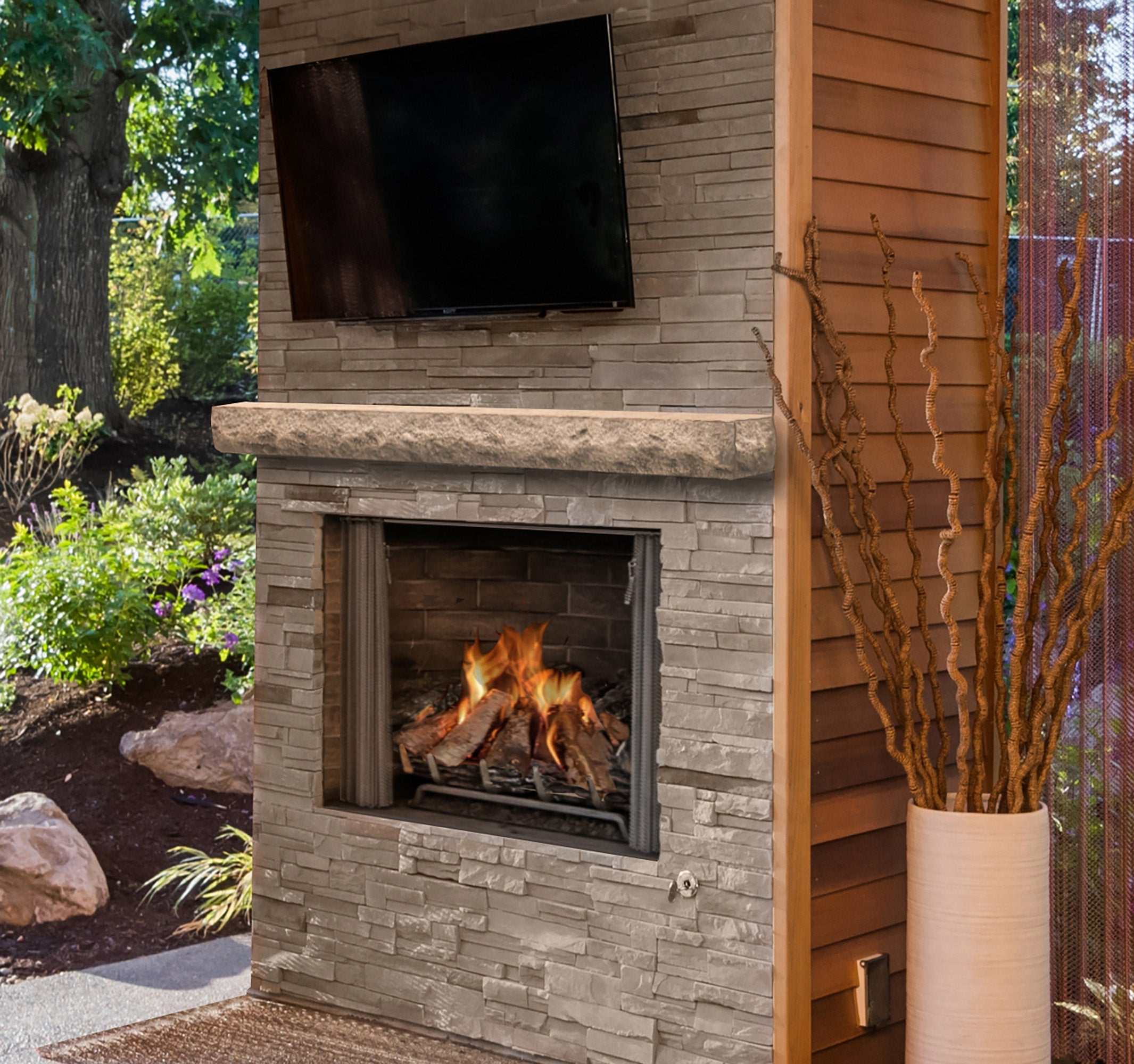 Natural Cut Stone Non-Combustible Mantel Shelf DUSK Finish - ExceptionalFire