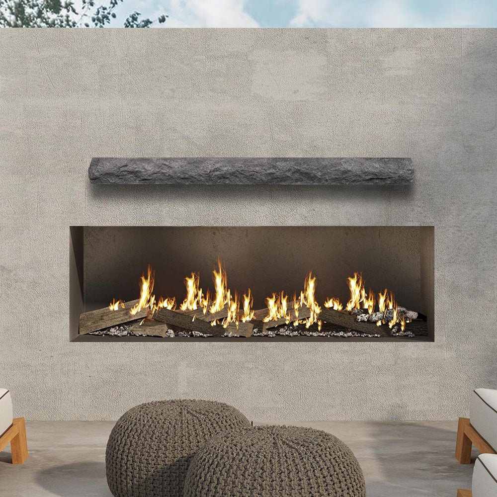 Natural Cut Stone Non-Combustible Mantel Shelf Greystone finish - ExceptionalFire