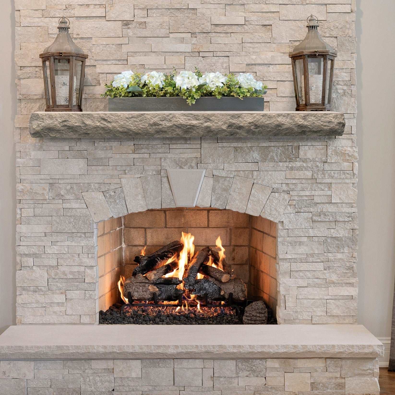 Natural Cut Stone Non-Combustible Mantel Shelf MIST Finish - ExceptionalFire