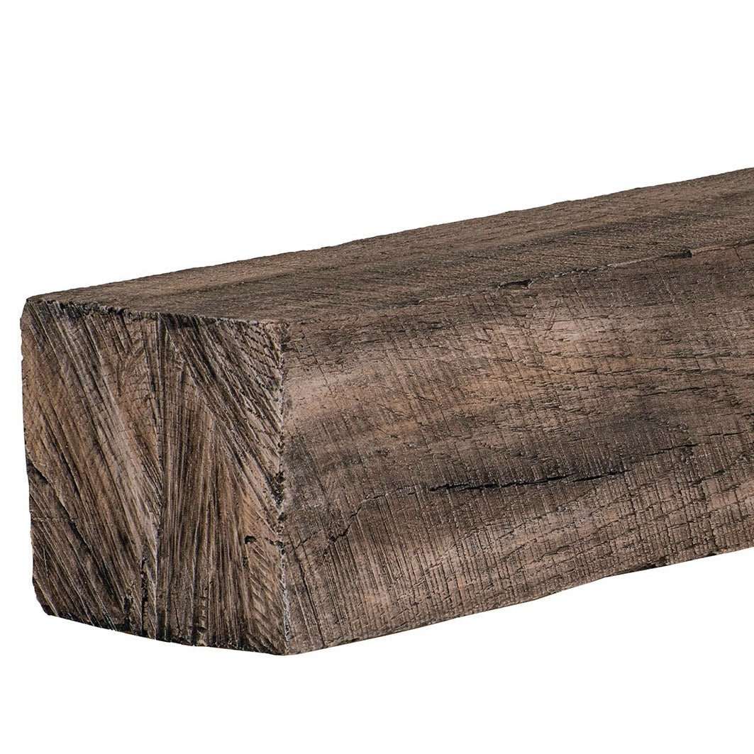 New River Weathered Beam Non-Combustible Mantel Shelf RIVER ROCK Finish - ExceptionalFire