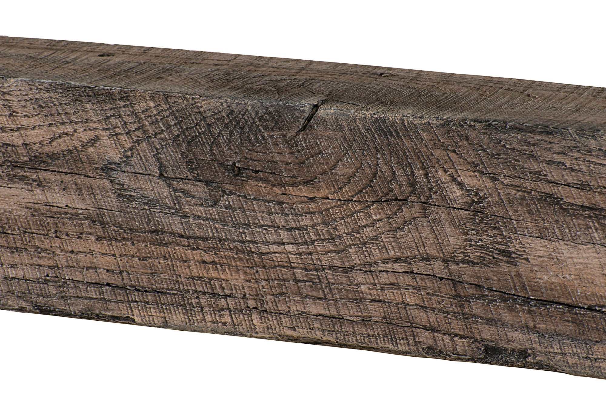 New River Weathered Beam Non-Combustible Mantel Shelf RIVER ROCK Finish - ExceptionalFire