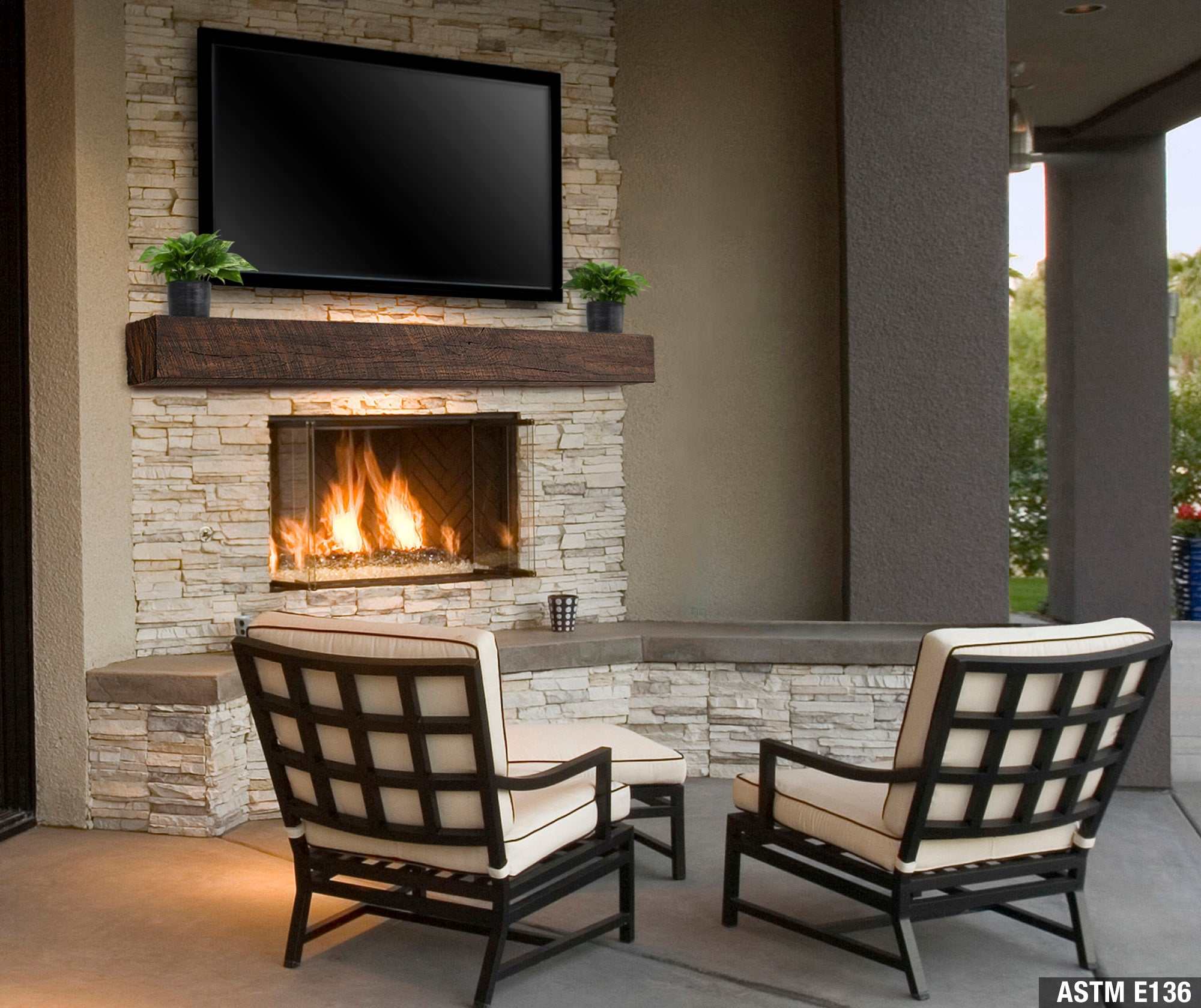 New River Weathered Beam Non-Combustible Mantel Shelf TOASTED RYE Finish - ExceptionalFire