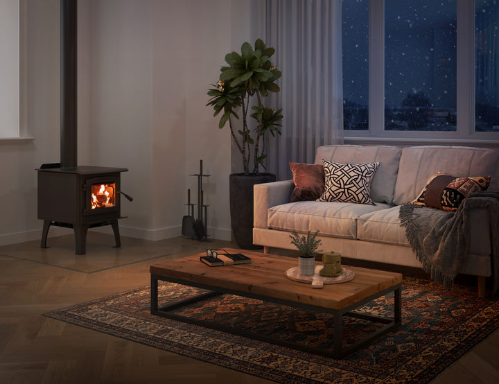 Osburn 950 series — installed room setting; venting and furnishings sold separately