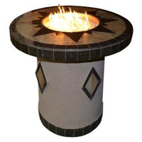 OPT-5545 Round Dining Gas Fire Table with natural stone top and stainless steel burner